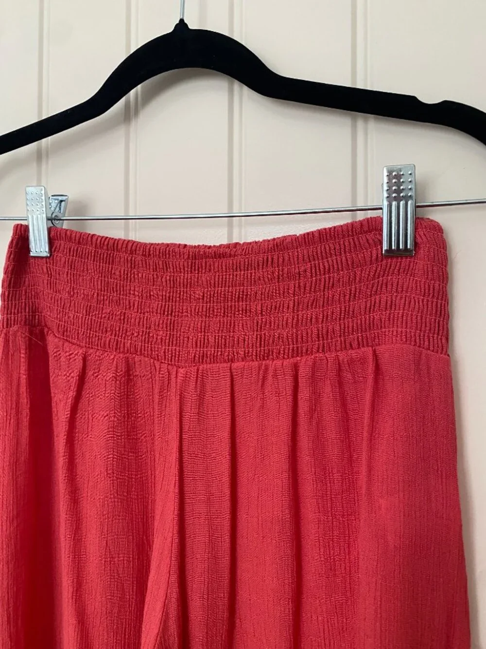 Elan | Tie Front Crocheted Top & Pull On Pants in Coral
